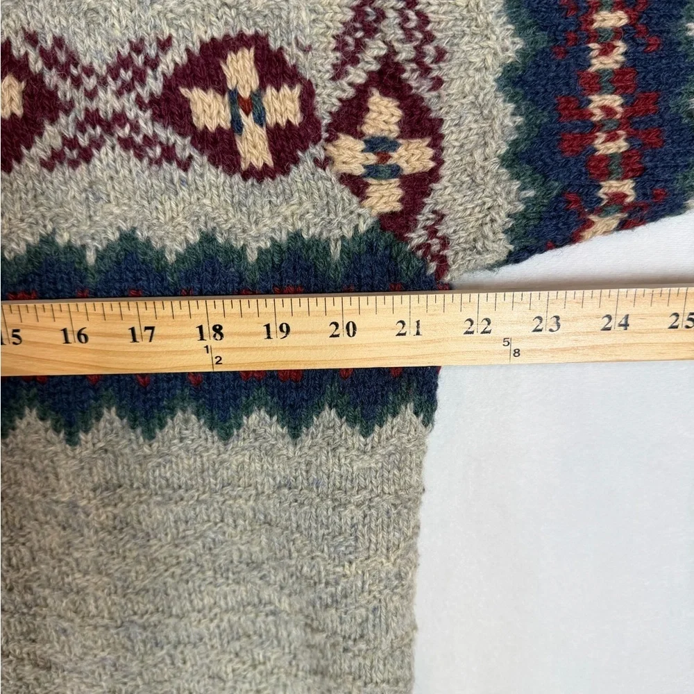 INSANE Polo Ralph Lauren Hand Knit Wool Aztec Beige & Burgundy Crewneck Sweater